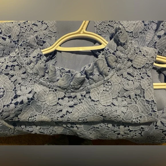 Anne Klein Blue Sleeveless Ruffle Mock Neck Dress - Picture 9 of 11